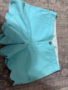Lilly Pulitzer Aqua Scalloped Hem Skort